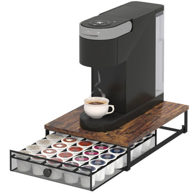 Organisateur de rangement à dosettes pour café avec tiroir coulissant compatible avec 35 capsules K-Cup sans assemblage requis brun rustique