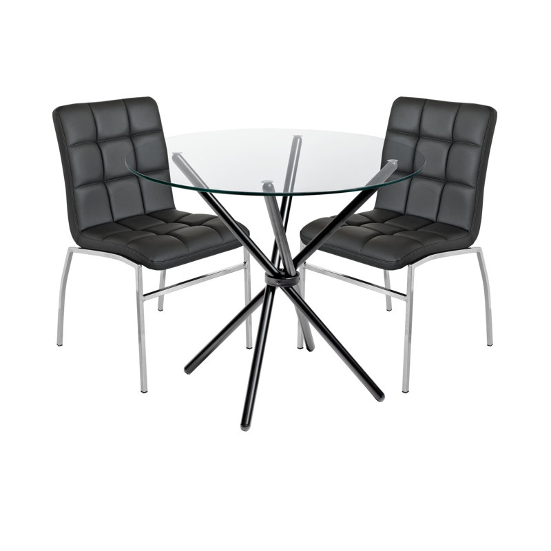 Aadam 2 - Person Dining Set, Black, Black