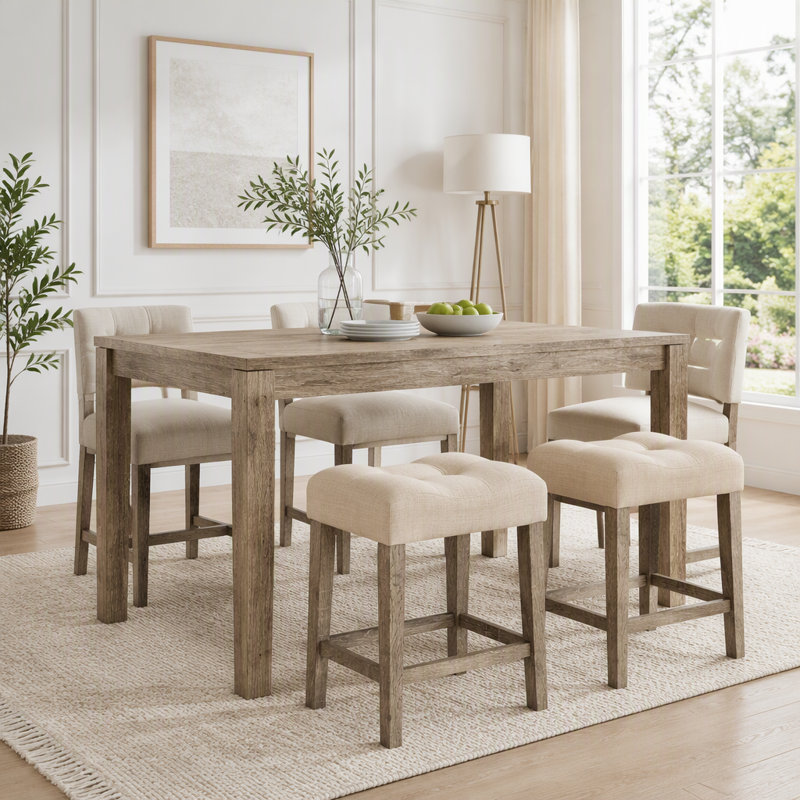Ensemble de table de bar 4 pièces avec prise de courant, ensemble de table de bar avec chaises, table de bar avec tabourets, table de canapé avec 3 tabourets rembourrés