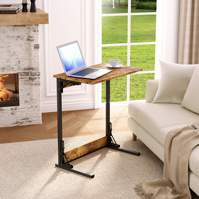 Table de bout pliante en forme de C, Brun