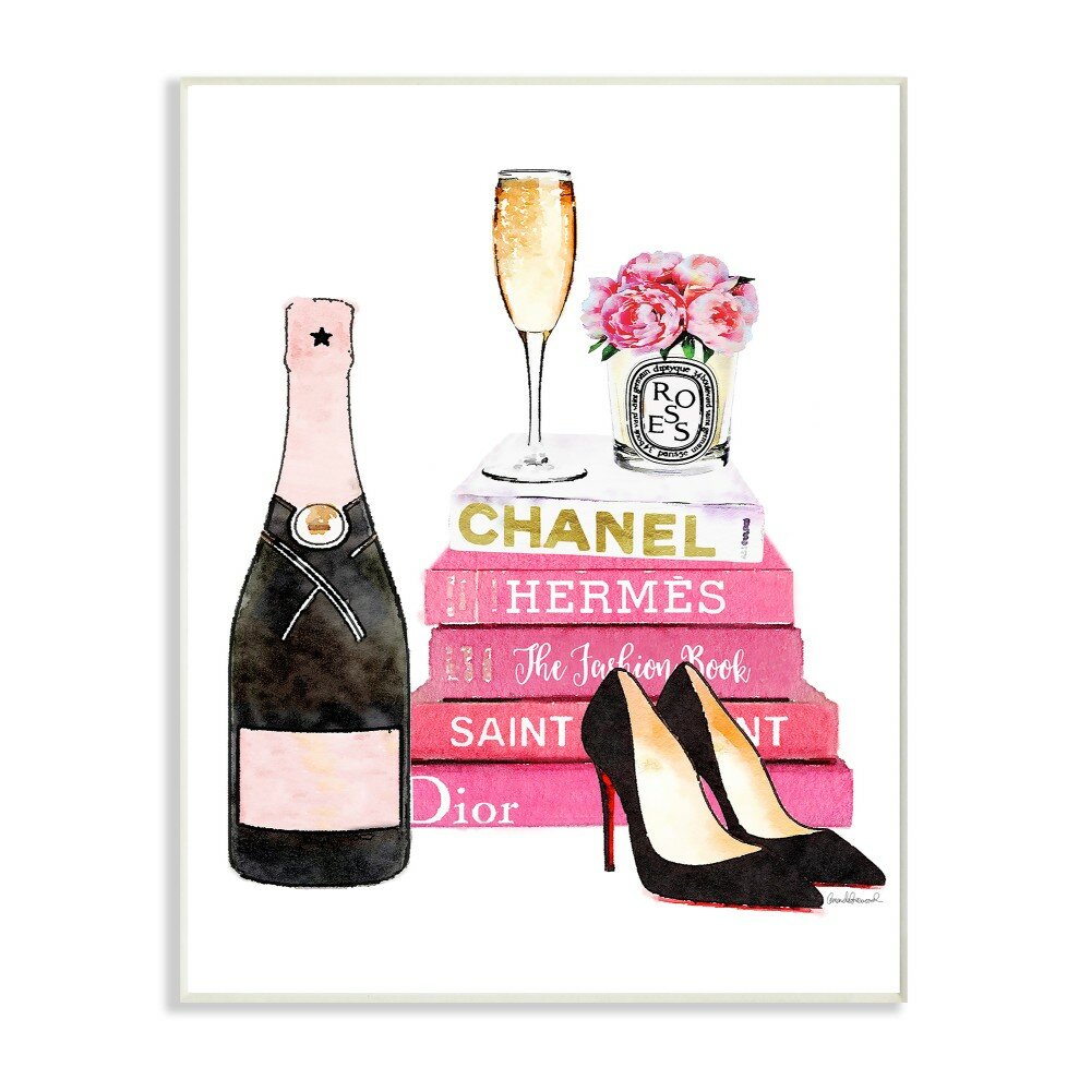 House of Hampton® 'Fashion on Book Champagne Heels and Flowers