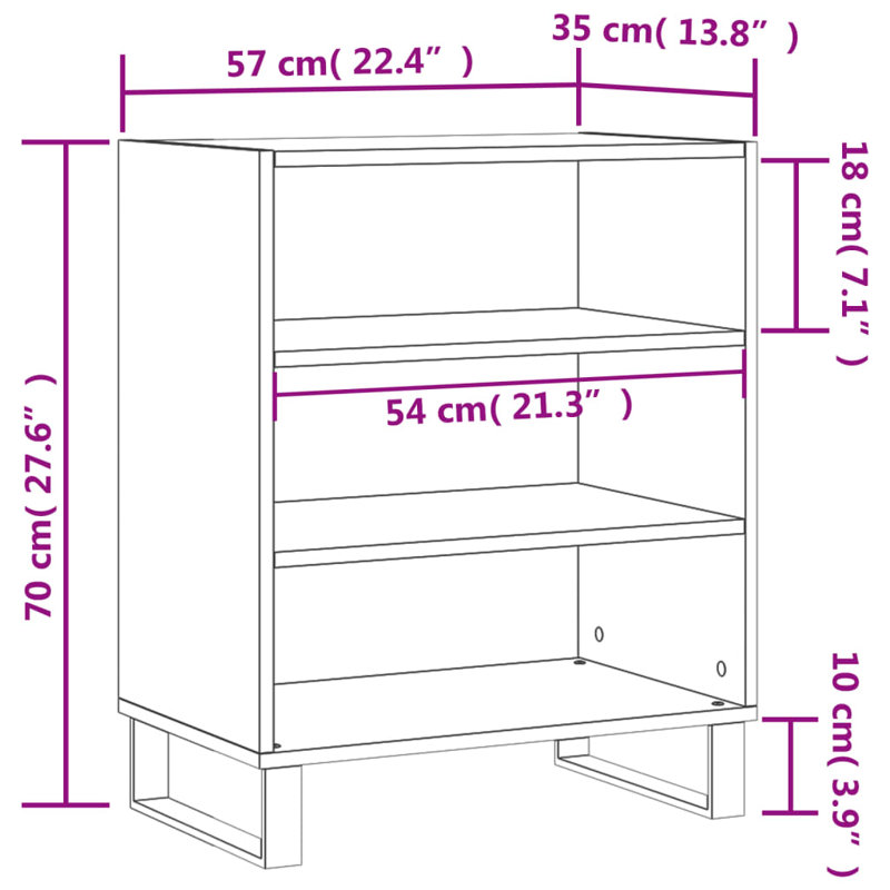 Michalyn 70cm H x 57cm W Standard Bookcase, Black