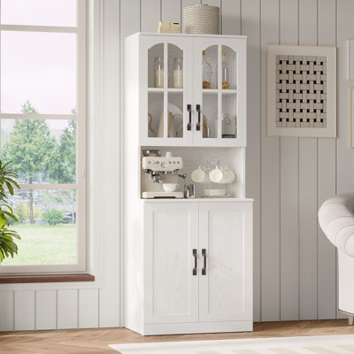 71" H X 23.6" W Kitchen Pantry With Bookcases, Glass Door Kitchen Hutch by Ebern Designs