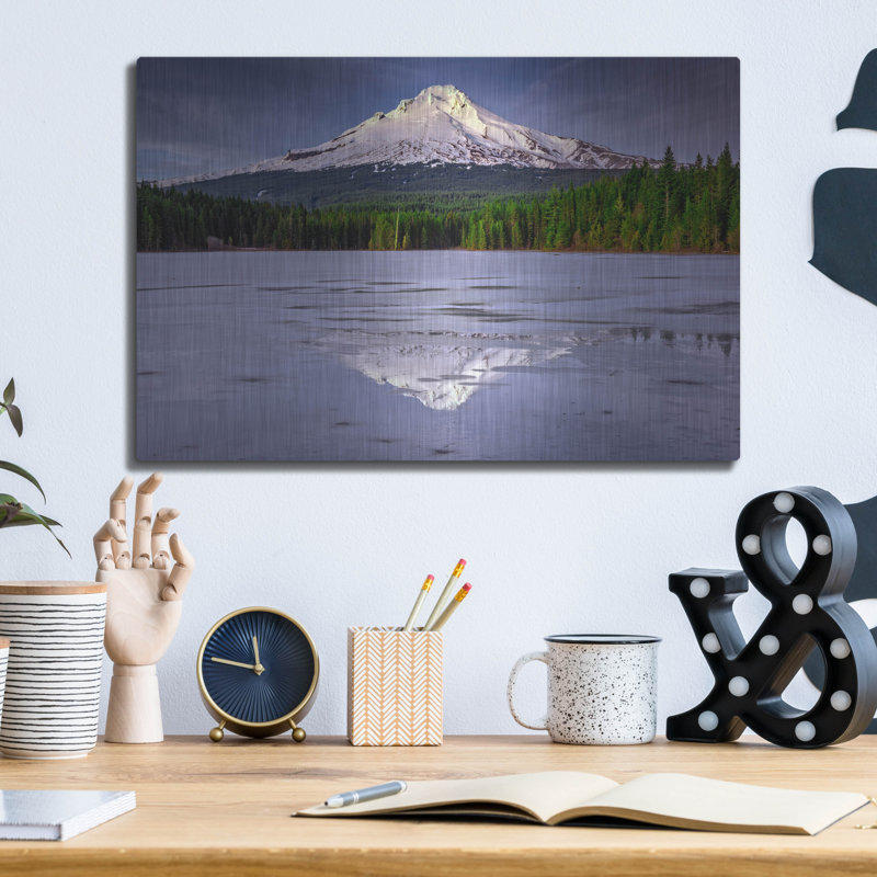«Mount Hood Reflections» par Rick Berk, art mural en métal, H 12 po x l 16 po
