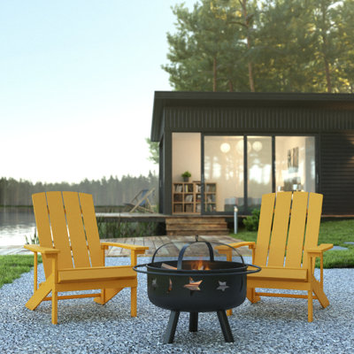 Foyer étoile et lune avec housse en filet et 2 chaises Adirondack en résine de polyester