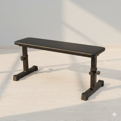Banc de musculation à conception plate pour les haltères, servant de tabouret compact pour la mise en forme à domicile et l'entraînement en force, mettant l'accent sur le confort et la construction de soutien