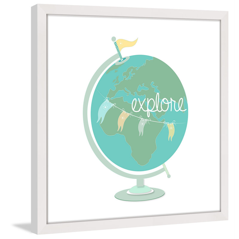 «Explore Globe» par Karen Zukowski, reproduction encadrée, H 12 po x l 12 po x P 1,5 po