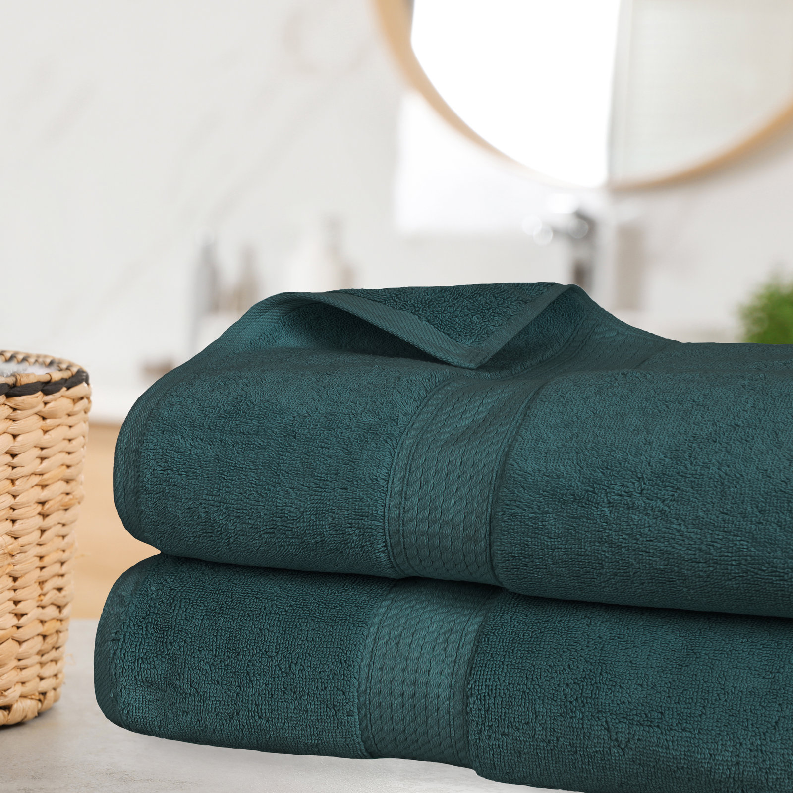Renata 2-Piece Egyptian Cotton Bath Sheet Set, Teal