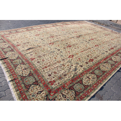 Handmade Antique Turkish Wool Rug with Floral Design for Large Living Room Decor