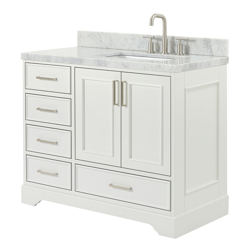 43'' Single Bathroom Vanity with Carrara Marble Top, White