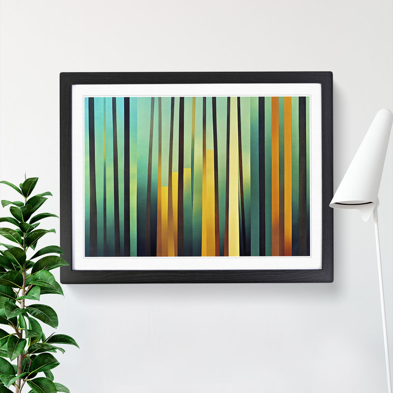 A Vivid Abstract Forest - Single Picture Frame Print, Black Framed, 46cm H x 64cm W x 2cm D