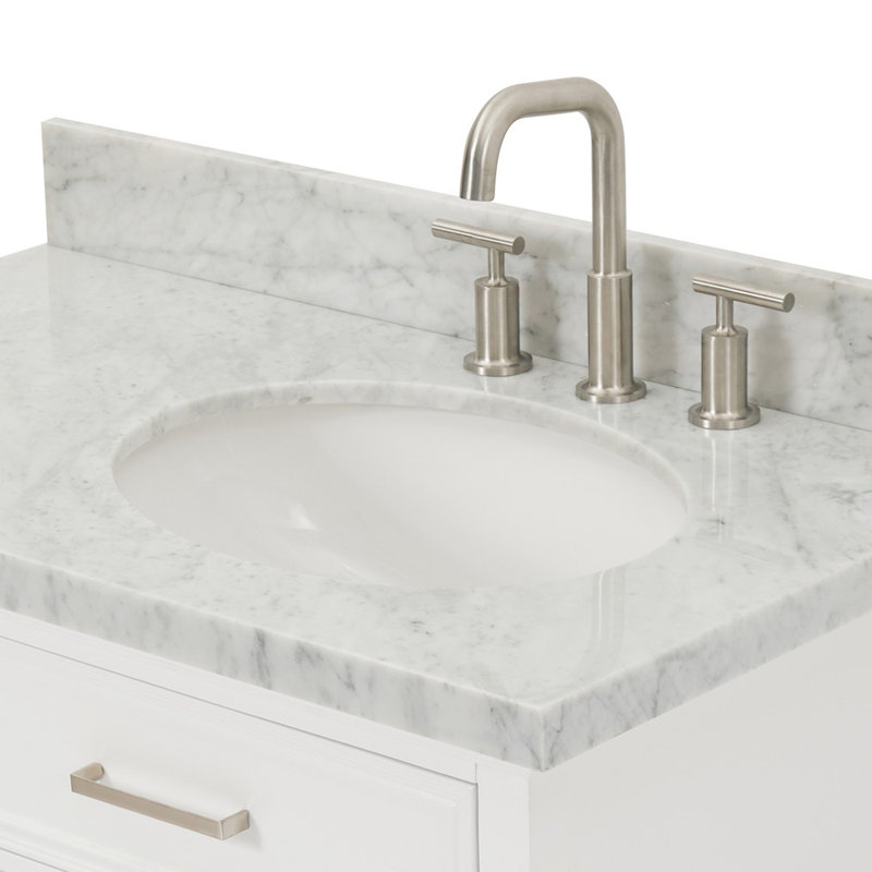 Kensington 37'' W Single Vanity, White, Italian Carrara Marble