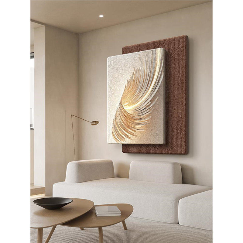 Zen-Style Abstract Sandstone Mural Lamp, 39.37" H x 31.5" W x 0.98" D