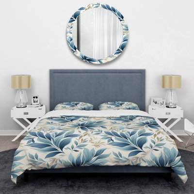 Tranquil Patterns I - Ensemble de housse de couette floral - Polyester microfibre