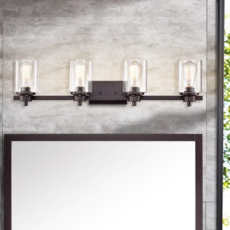 Éclairage pour meuble-lavabo à 4 lumières à intensité variable Hudak, Bronze huilé