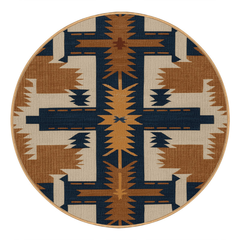  Tapis lavable Apache Crosses Southwestern, Rond 7 pi