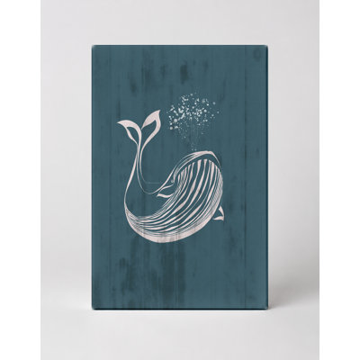 Baleine blanche sur bois sarcelle - art mural sur toile Portrait