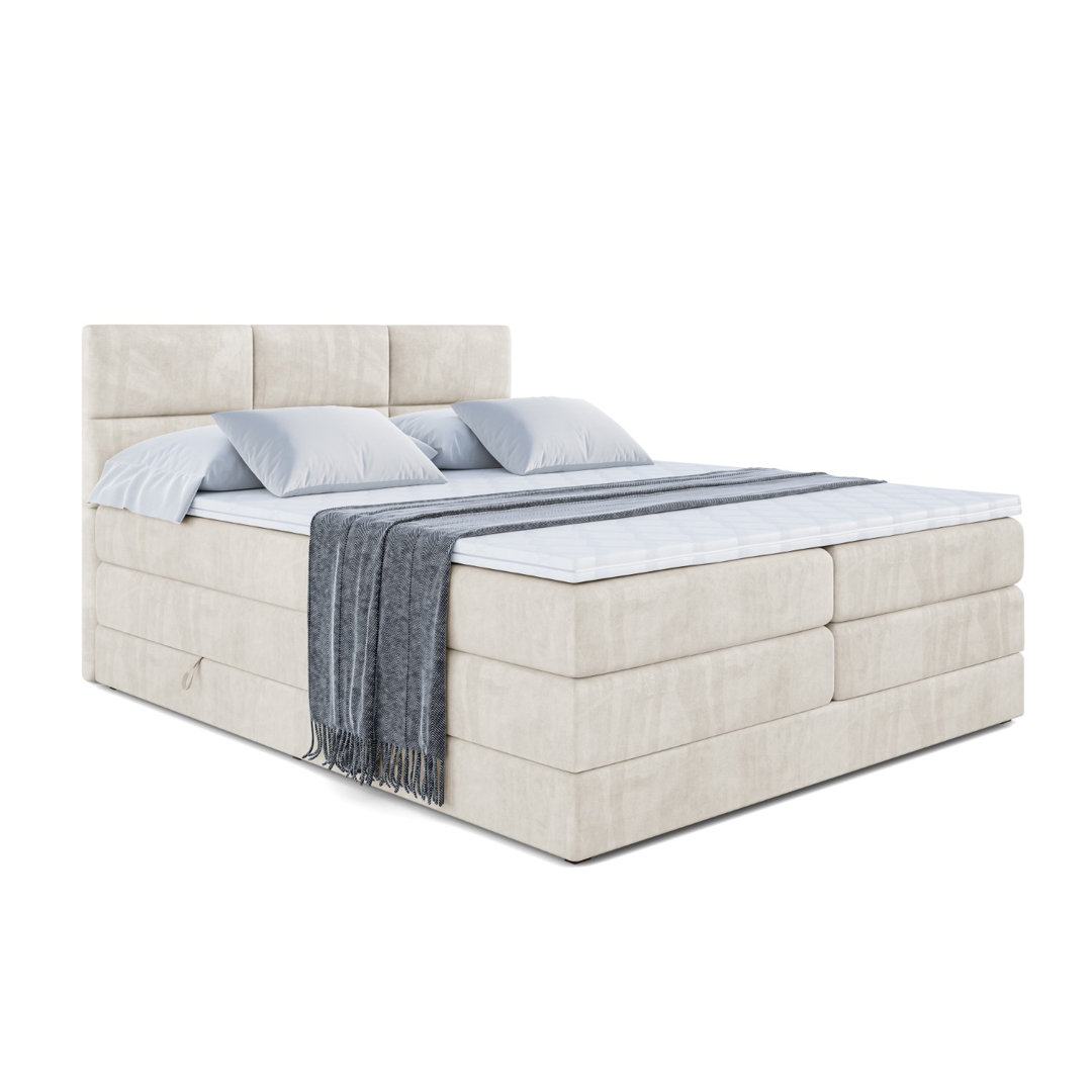 Echtes Boxspringbett mit Zwei Matratzen, Topper und Bettkasten