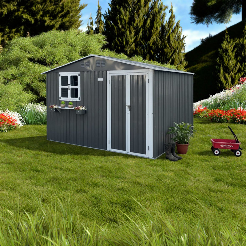 Spacious Sheds, 10x8 Ft Metal Storage With Window, Modern Backyard
