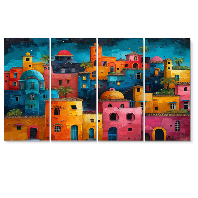 «Leclerc - City Buildings», ensemble d'art mural, H 32 po x l 64 po