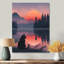 Chat rose noir avec silhouette de lac Sunset II-347950666-451720321