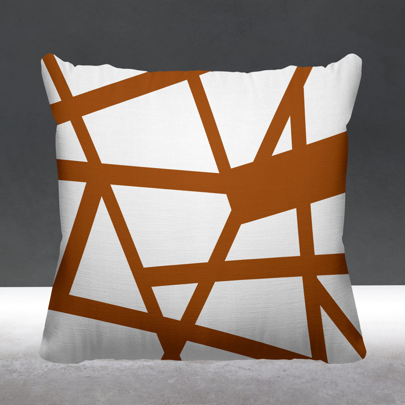 Coussin décoratif intérieur / extérieur Shepherd Stripes, Orange brûlé, L 15 po x H 15 po