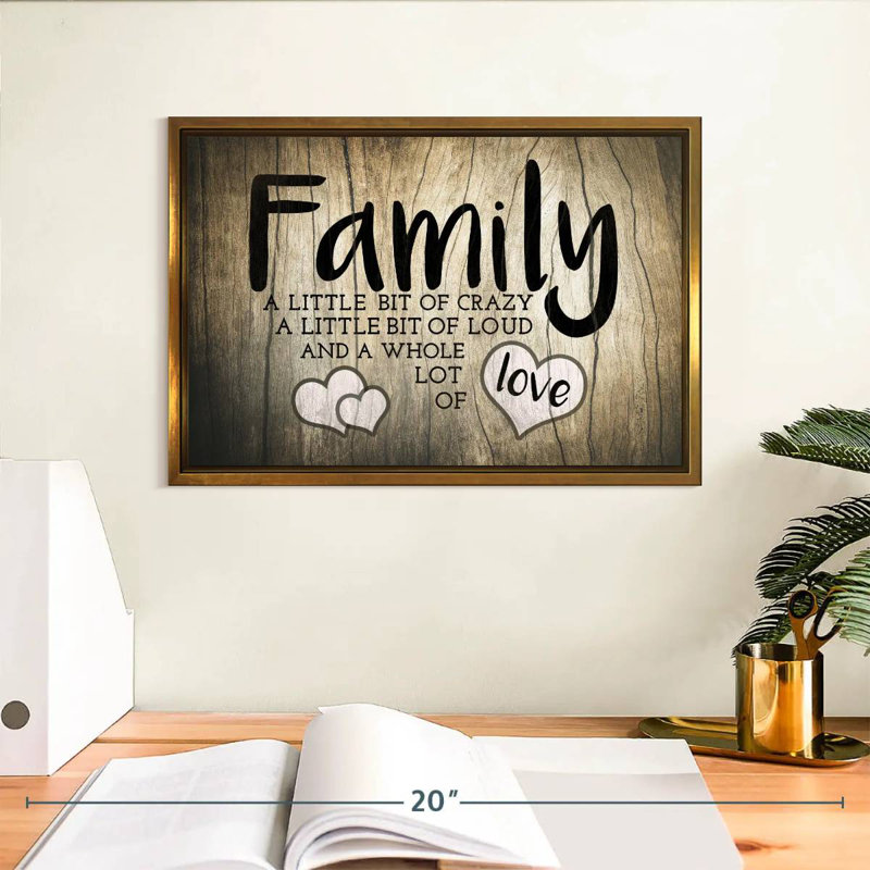 Plaque murale "Family Love", Cadre flottant doré, 13 po x 9 po