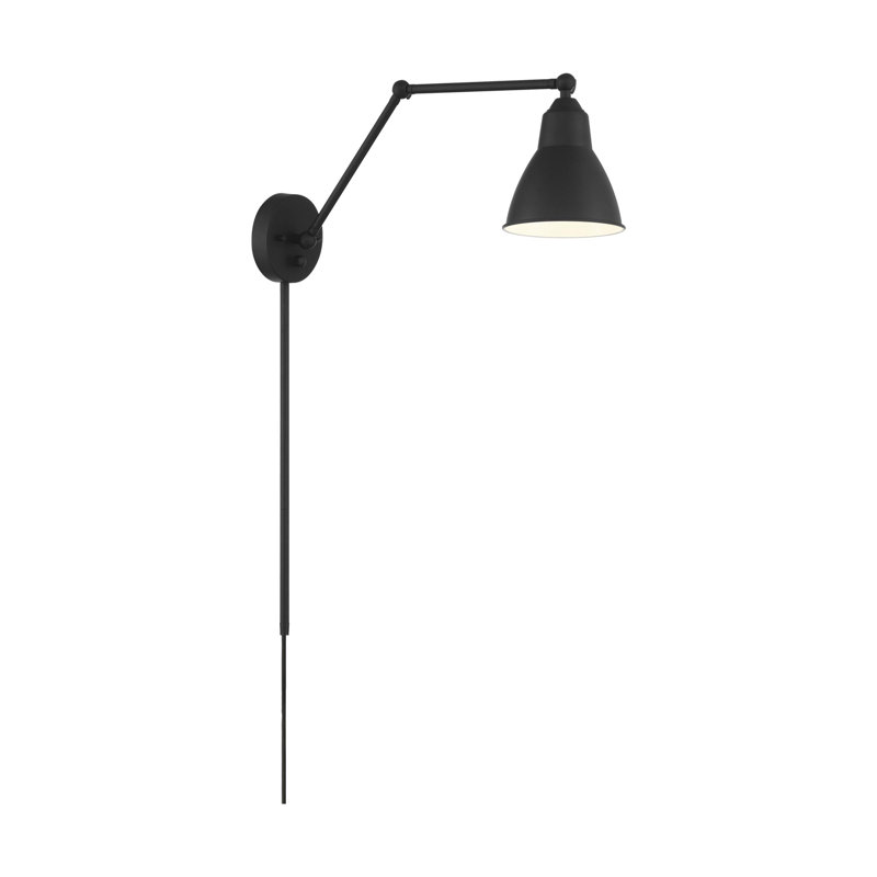 Bras pivotant avec une lumière à brancher, Noir mat