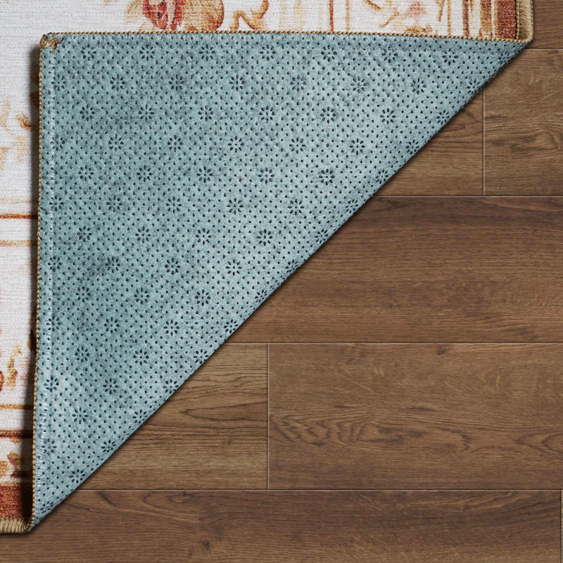 Blue Synthetic Washable Non-slip 5' x 7' Area Rug