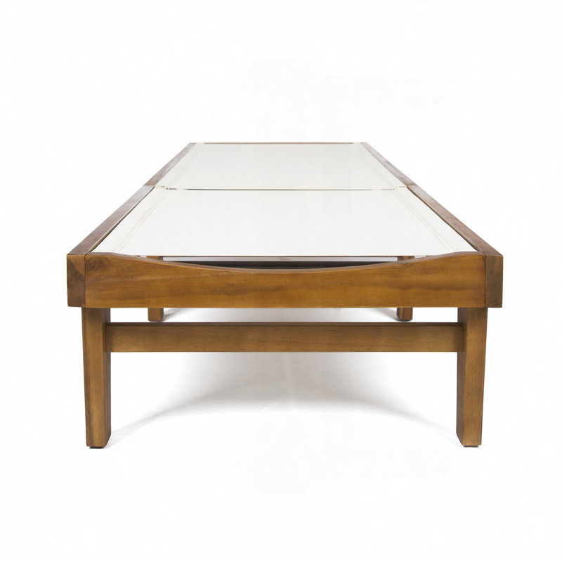 Chaise longue Summerland - filet gris foncé, Blanc, Teck