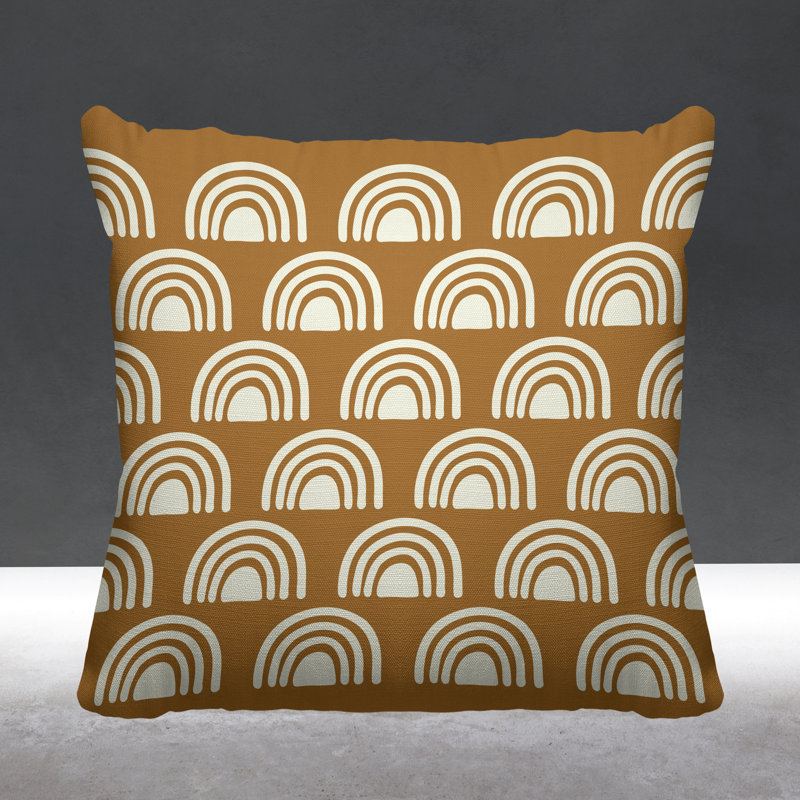 Coussin décoratif à motif abstrait, L 15 po x H 15 po, Orange