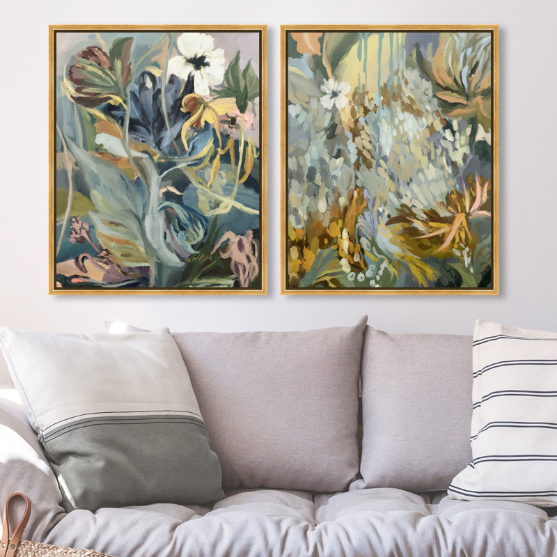 Moss Overlap Set Set by Oliver Gal, 92"H x 74"W, Gold Floater Frame