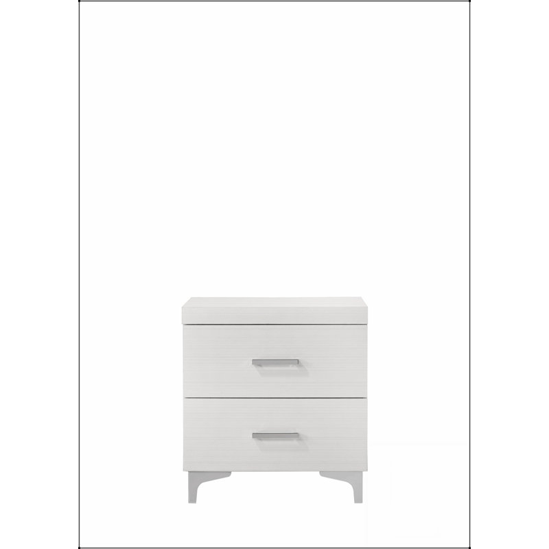 Élégante table de chevet avec tiroirs en queue d'aronde et glissière en métal, parfaite pour les chambres à coucher modernes et le rangement amélioré.