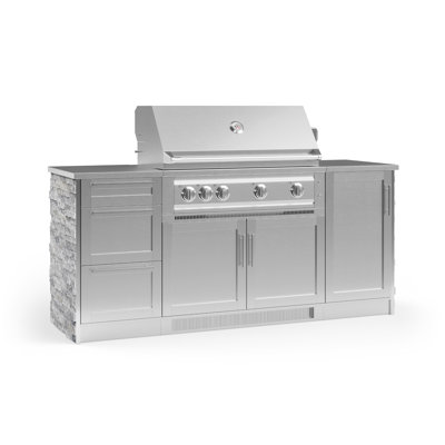 Outdoor Kitchen Signature Series 6 Piece Cabinet Set with 40 in. Natural Gas Platinum Grill -  NewAge Products, 68316