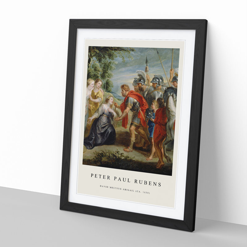 Abigai and David by Peter Paul Rubens - Picture Frame Painting, 36cm H x 27cm W x 2cm D, Black Framed