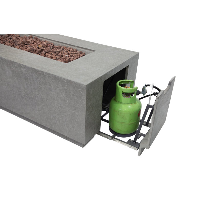 Light Gray Gas Fire Pit Table with Stainless Steel Elements