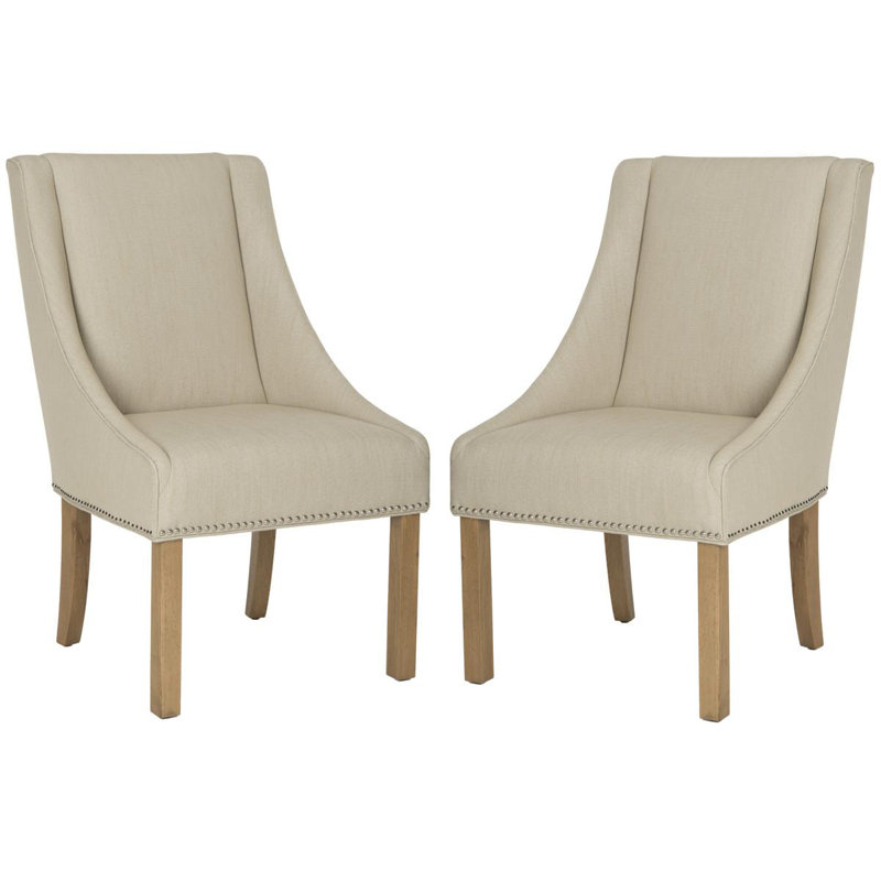 Chaise de salle à manger à accoudoirs inclinés 20 "Morris (ensemble de 2) Morris, Brun clair, Bois
