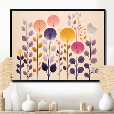 Floral Landscape Vintage Yellow Purple - Botanicals Wall Art Decor
