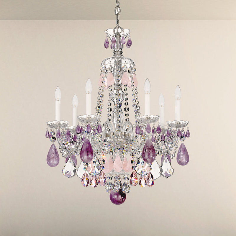 Hamilton 7 - Light Glass Chandelier, Silver, Amethyst