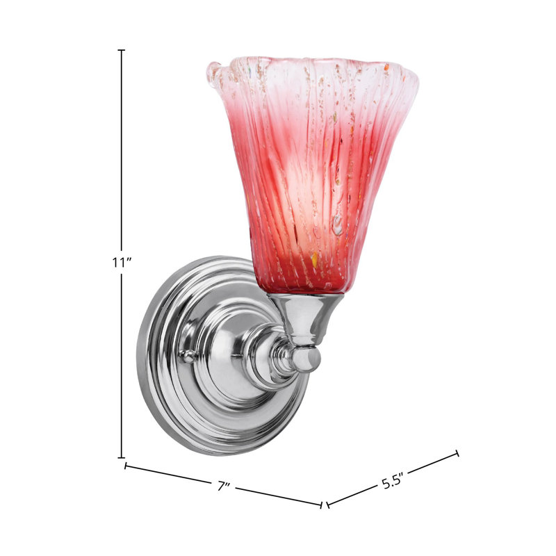 Wall Sconce With 5.5" Crystal Glass, Teal, Chrome
