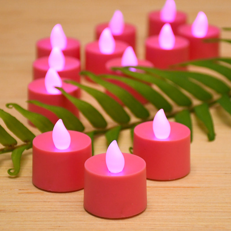 Bougies chauffe-plat à piles - 12 pièces, Rose