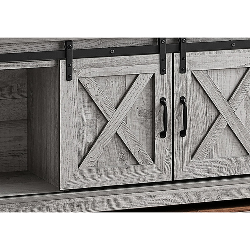 Armoire média 60 po, stratifié gris, avec rangement réglable et console de style télé de 60 po, espace généreux pour les téléviseurs
