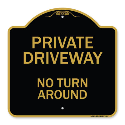 Signmission Designer Series Sign - Private Driveway, No Turn Around | Burgundy 18" X 18" Heavy-Gauge Aluminum Architectural Sign | Protect Your Business & Municipality | Made In The USA