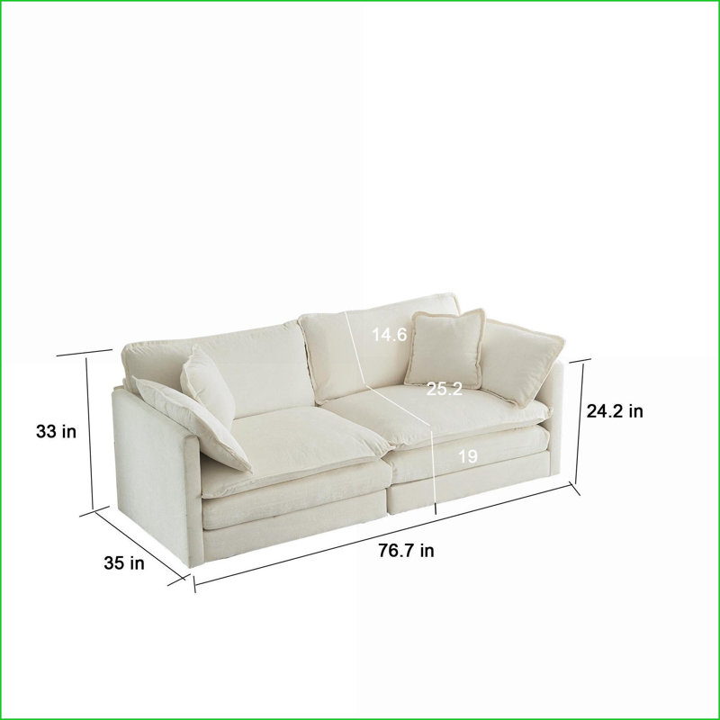 Canapés modulaires pour petits espaces, en forme de L 2 places avec repose-pieds | Blanc neige | Chenille, Chenille blanche