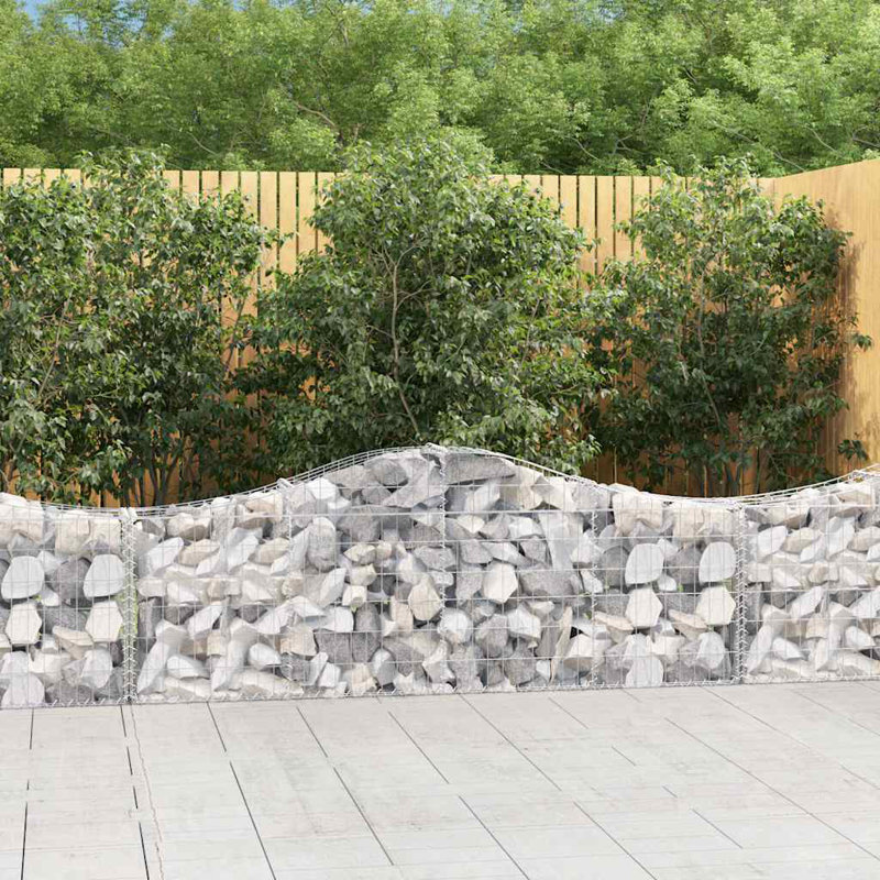 Arched Gabion Baskets 2 Pcs Galvanised Iron, 80cm H x 200cm W x 30cm D