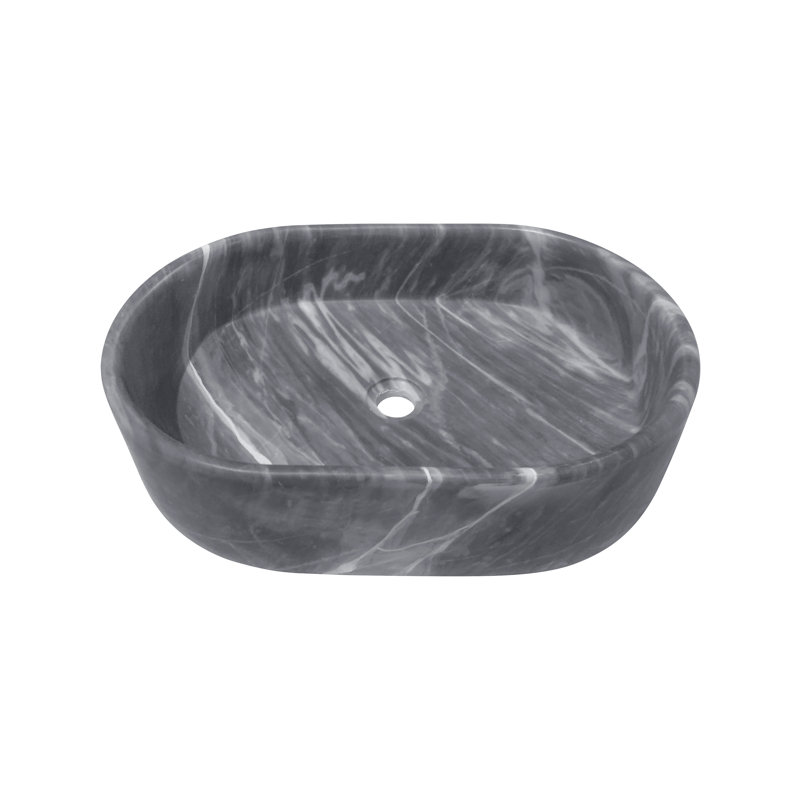 Marble Bathroom Vessel Sink, Semi-Polished Surface, Natural Stone, Genuine Marble, Real Marble, Gray
