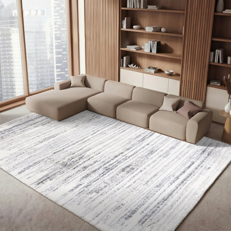 Ackley Ivory/Gray Area Rug, Rectangle 8' x 10'