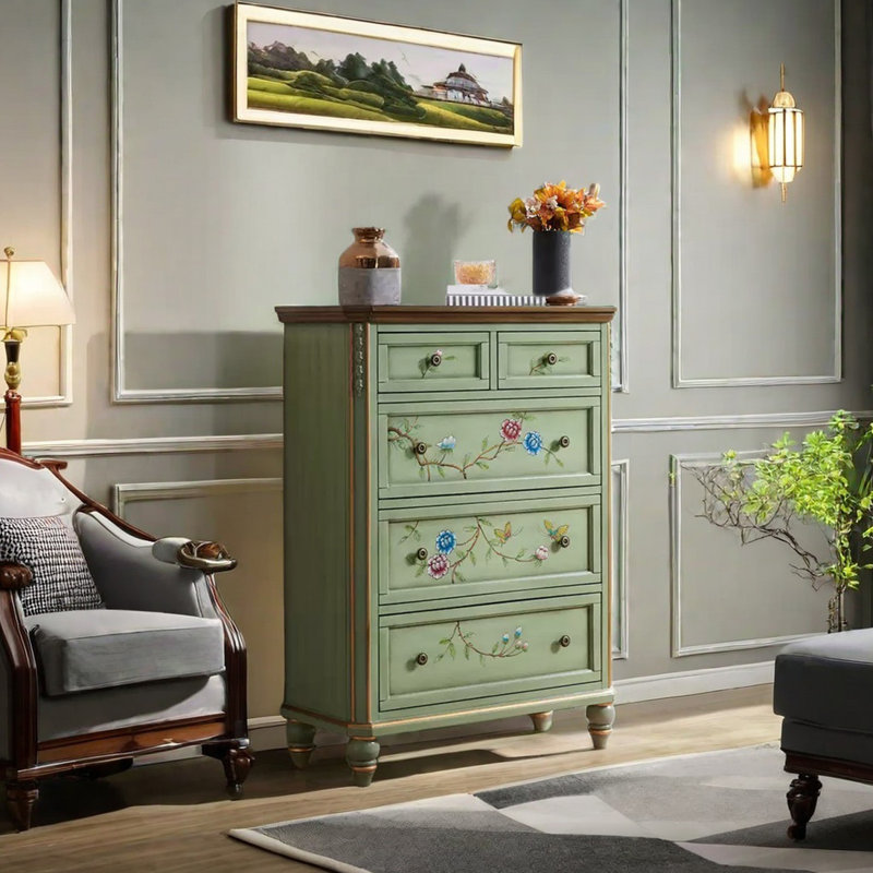 Five drawer painted multi-function accent chest
