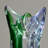 Hand-blown green and blue glass vase, unique swirl pattern sculptural vase, art glass table vase, suitable for modern home decoration.
