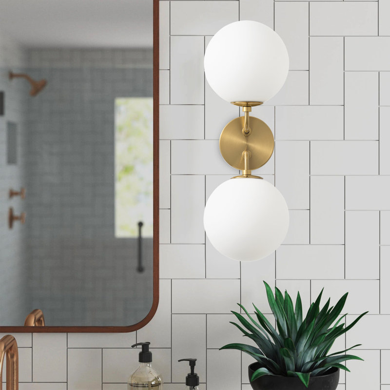 Modern Milk Glass Globe Shade Sconce Wall Lighting Fixture